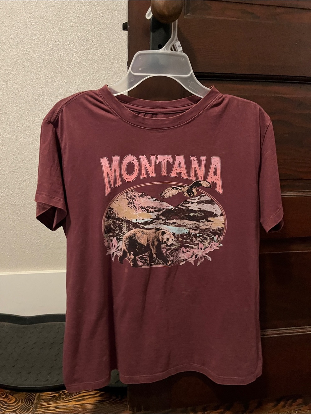 Montana Graphic Tee - Burgundy Short Sleeve